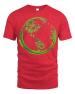 Eco Earth Green Energy Symbols T-Shirt for Nature Lovers - red t-shirt on white background