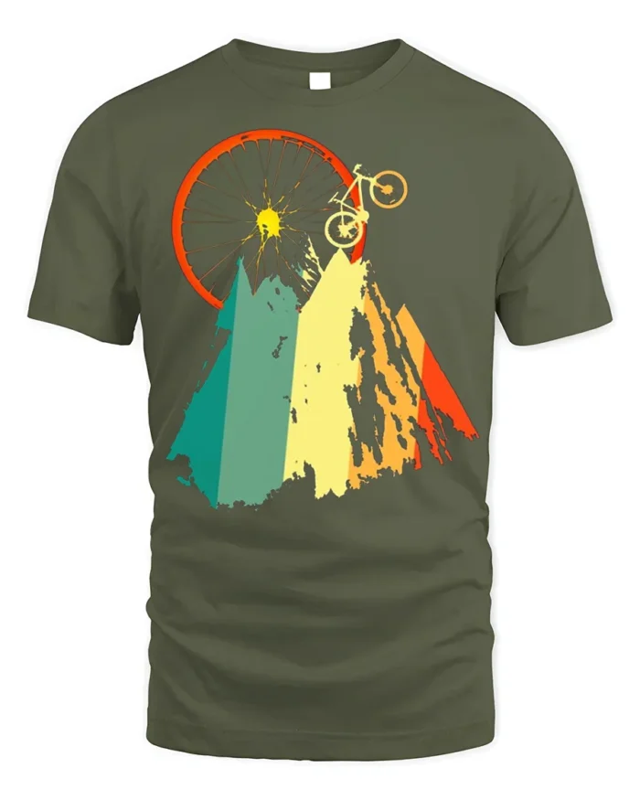 Mountain Biking Adventure Graphic T-Shirt - military green t-shirt on white background