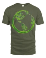 Eco Earth Green Energy Symbols T-Shirt for Nature Lovers - military green t-shirt on white background
