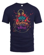 Music Is the Medicine of the Mind T-Shirt Soft Cotton - navy t-shirt on white background