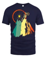 Mountain Biking Adventure Graphic T-Shirt - navy t-shirt on white background