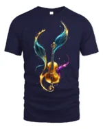Violin with Colorful Wings T-Shirt Music Lovers - navy t-shirt on white background
