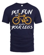 Funny Bicycle Rider Graphic T-Shirt Put Fun Between Legs - navy t-shirt on white background