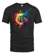 Color Splash Bitcoin T-shirt Crypto Art Lover - black t-shirt on white background