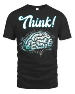 Think Brain T-shirt Intellectual Graphic Tee for Minds - black t-shirt on white background