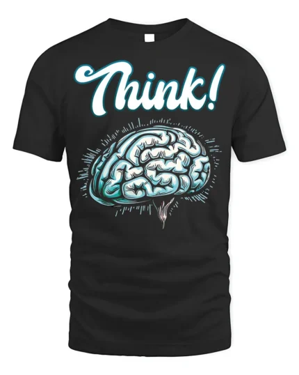 Think Brain T-shirt Intellectual Graphic Tee for Minds - black t-shirt on white background