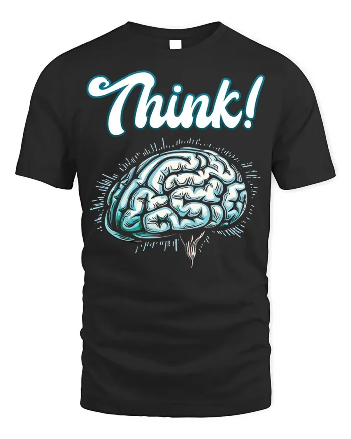 Think Brain T-shirt Intellectual Graphic Tee for Minds - black t-shirt on white background