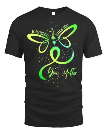 Tomorrow Needs You Semicolon Mental Health T-Shirt - black t-shirt on white background