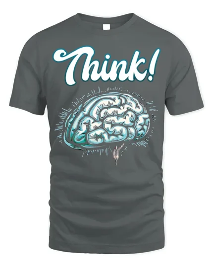 Think Brain T-shirt Intellectual Graphic Tee for Minds - gray t-shirt on white background