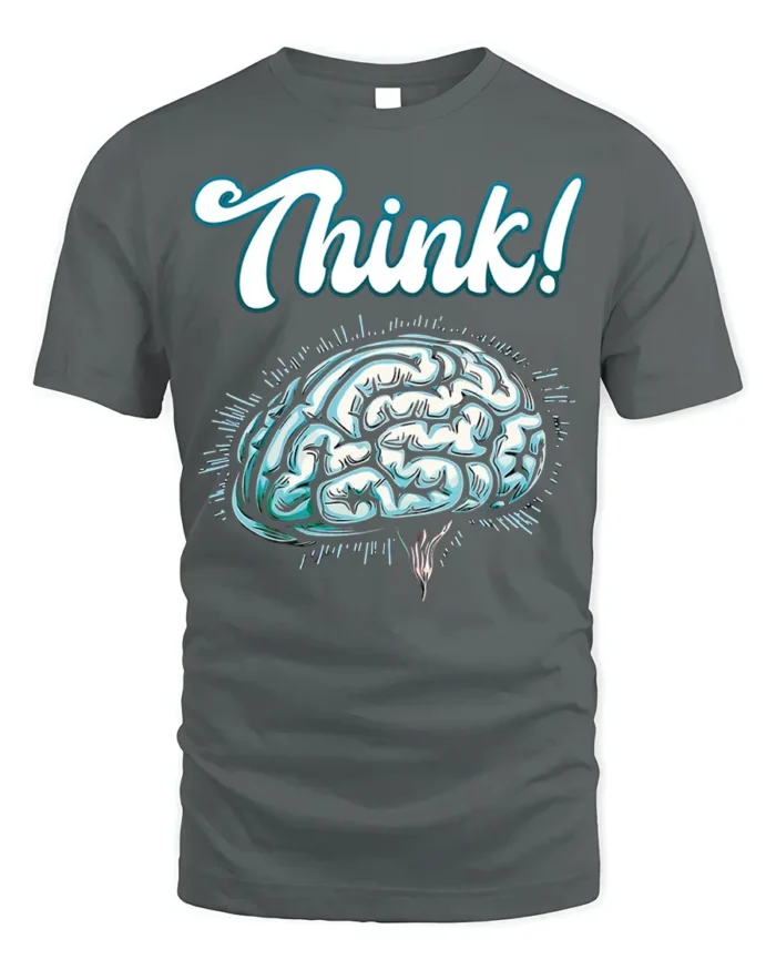 Think Brain T-shirt Intellectual Graphic Tee for Minds - gray t-shirt on white background