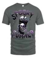 Spooky Summer Skeleton Drink T-Shirt Cute Goth Aesthetic - gray t-shirt on white background