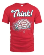 Think Brain T-shirt Intellectual Graphic Tee for Minds - red t-shirt on white background