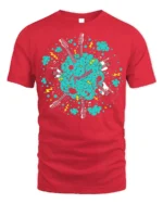 Fender Guitar Explosion T-Shirt for Music Lovers USA - red t-shirt on white background