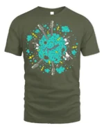 Fender Guitar Explosion T-Shirt for Music Lovers USA - military green t-shirt on white background