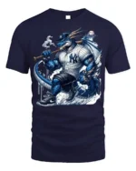 Fierce Dragon Baseball Warrior T-shirt for Sports Fans - navy t-shirt on white background