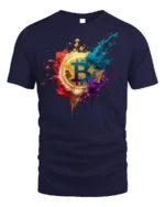 Color Splash Bitcoin T-shirt Crypto Art Lover - navy t-shirt on white background