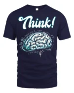 Think Brain T-shirt Intellectual Graphic Tee for Minds - navy t-shirt on white background