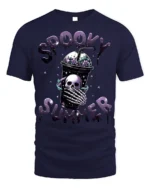 Spooky Summer Skeleton Drink T-Shirt Cute Goth Aesthetic - navy t-shirt on white background