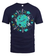 Fender Guitar Explosion T-Shirt for Music Lovers USA - navy t-shirt on white background