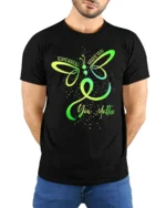 Tomorrow Needs You Semicolon Mental Health T-Shirt - model wearing black shirt, hands behind back
