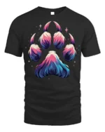 Galaxy Paw Print T-Shirt Vibrant Animal Lover - black t-shirt on white background