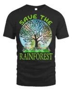 Save the Rainforest T-Shirt with Nature Tree Graphic - black t-shirt on white background