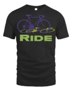 Retro Bike RIDE Graphic T-Shirt for Cyclists and Riders - black t-shirt on white background