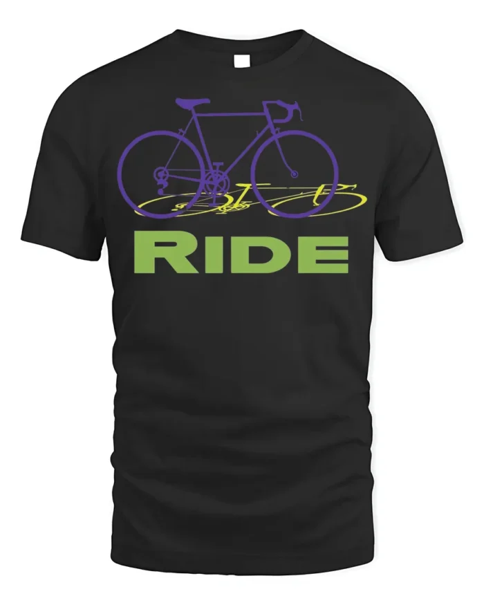 Retro Bike RIDE Graphic T-Shirt for Cyclists and Riders - black t-shirt on white background