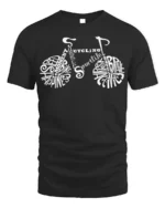 Typography Bike Word Art Cycling T-Shirt for Riders - black t-shirt on white background