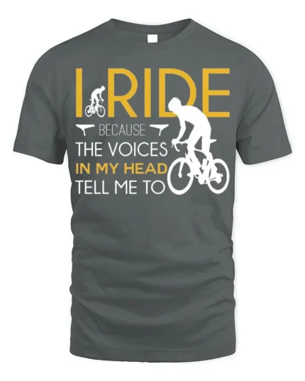 I Ride Because the Voices T-Shirt Funny Biker Quote - gray t-shirt on white background