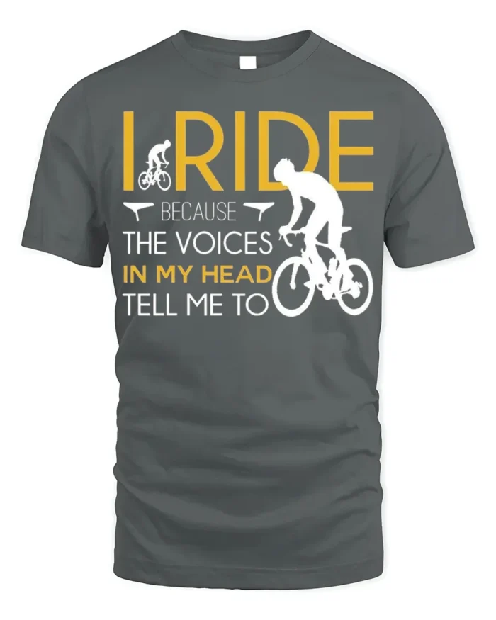 I Ride Because the Voices T-Shirt Funny Biker Quote - gray t-shirt on white background