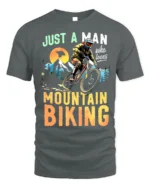 Just A Man Who Loves Mountain Biking T-Shirt - gray t-shirt on white background