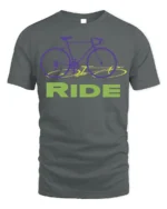 Retro Bike RIDE Graphic T-Shirt for Cyclists and Riders - gray t-shirt on white background