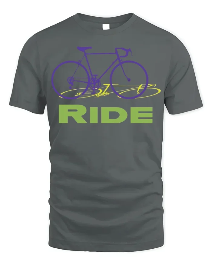Retro Bike RIDE Graphic T-Shirt for Cyclists and Riders - gray t-shirt on white background