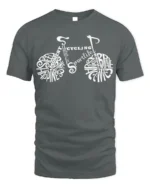 Typography Bike Word Art Cycling T-Shirt for Riders - gray t-shirt on white background