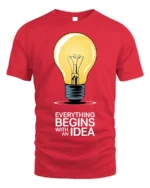 Everything Begins With an Idea Light Bulb T-Shirt - red t-shirt on white background