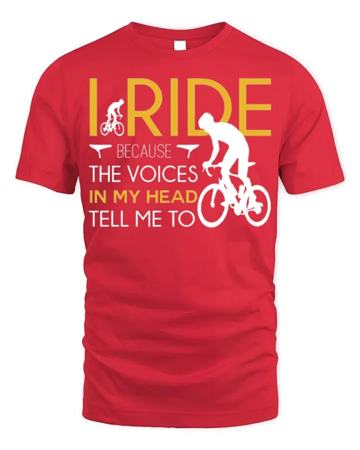 I Ride Because the Voices T-Shirt Funny Biker Quote - red t-shirt on white background