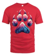 Galaxy Paw Print T-Shirt Vibrant Animal Lover - red t-shirt on white background