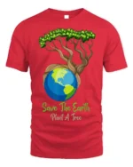 Save The Earth Plant A Tree T-Shirt Eco Nature Graphic - red t-shirt on white background