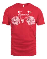 Typography Bike Word Art Cycling T-Shirt for Riders - red t-shirt on white background