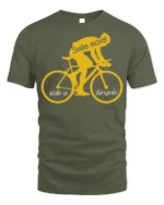 Smile More Ride a Bicycle Motivational Cycling T-Shirt - military green t-shirt on white background