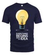 Everything Begins With an Idea Light Bulb T-Shirt - navy t-shirt on white background