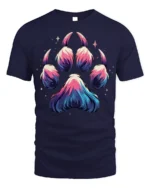 Galaxy Paw Print T-Shirt Vibrant Animal Lover - navy t-shirt on white background