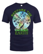 Restore The Earth T-Shirt Nature Graphic Eco Friendly - navy t-shirt on white background