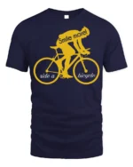 Smile More Ride a Bicycle Motivational Cycling T-Shirt - navy t-shirt on white background