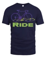 Retro Bike RIDE Graphic T-Shirt for Cyclists and Riders - navy t-shirt on white background