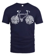 Typography Bike Word Art Cycling T-Shirt for Riders - navy t-shirt on white background