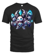 Chibi Skull Mage T-Shirt Cute Dark Fantasy Gaming - black t-shirt on white background