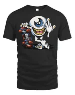 Skater Eyeball T-Shirt Edgy Punk Monster Graphic - black t-shirt on white background