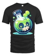 Toxic Skull Potion T-Shirt Fun Cartoon Science Lab - black t-shirt on white background